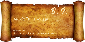 Belák Ibolya névjegykártya